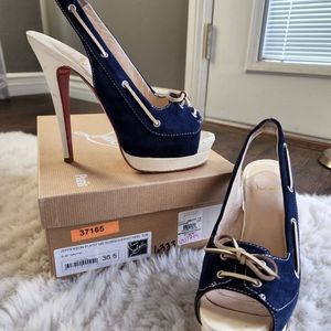 Christian Louboutain Jefferson 140 Plato Suede Blue Cervo 36.5